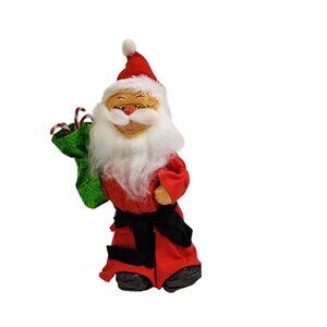 Vintage Paper Mache Santa Clause Figurine Figure Christmas Decoration Holiday